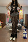 RUI hollow knitted half skirt RSS23KN13 ONYX black